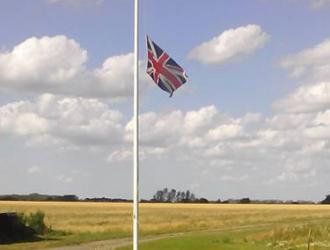 The flag flying at half mast in honour of long serving volunteer Graham Jones who passed away in July