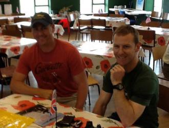 Pete Howard an ASR Sea King pilot from RAF Wattisham chatting to Jared Williams