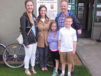 Colonel Derek M Salmi who is a KC135 pilot and Commander of the 100th Operations Group RAF Mildenhall, who visited with his family in July 2016. His father, Captain Robert Lamb, was the 390th Bomb Group's Meteorological Officer.